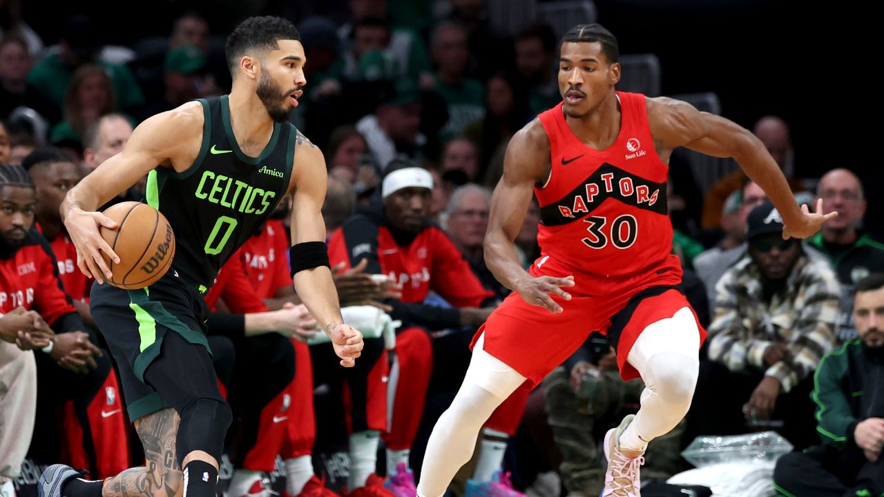 Raptors’ Ochai Agbaji exits vs. Celtics with hand injury