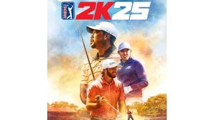 This image provided by PGA TOUR 2K shows the cover of PGA Tour 2K25 featuring Max Homa, Matt Fitzpatrick and Tiger Woods. (PGA TOUR 2K via AP)