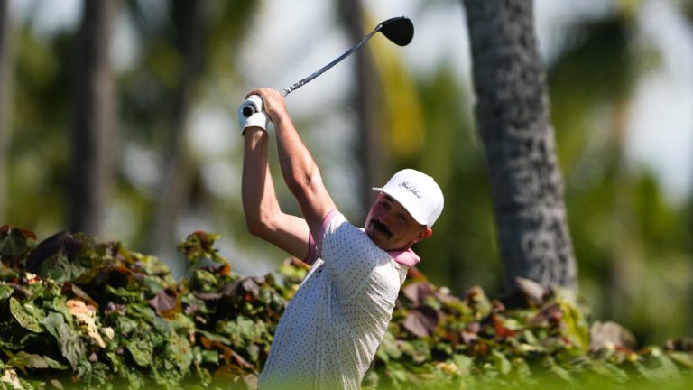 Paul Peterson hits on the 18th hole during the first round of the Sony Open golf event, Thursday, Jan. 9, 2025, at Waialae Country Club in Honolulu. (Matt York/AP)