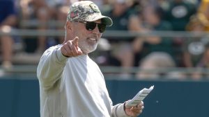 Green Bay Packers quarterbacks coach Tom Clements directs players during NFL football training camp Saturday, July. 27, 2024, in Green Bay, Wis. (Mike Roemer/AP)