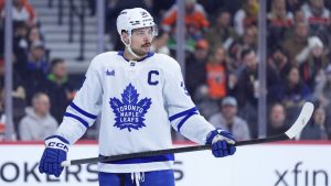 Toronto Maple Leafs' Auston Matthews plays during an NHL hockey game, Tuesday, Jan. 7, 2025, in Philadelphia. (Matt Slocum/AP)