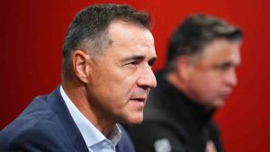 Ottawa Senators president of hockey operation and GM Steve Staios and coach Travis Green hold a press conference as the team starts training camp in Ottawa on Wednesday, Sept. 18, 2024. (Sean Kilpatrick/CP)