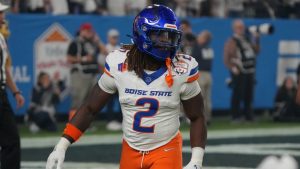 Boise State running back Ashton Jeanty (2) during the Fiesta Bowl College Football Playoff game against Penn State, Tuesday, Dec. 31, 2024, in Glendale, Ariz. (Rick Scuteri/AP)