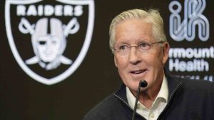 Las Vegas Raiders head coach Pete Carroll attends a news conference Monday, Jan. 27, 2025, in Henderson, Nev. (John Locher/AP)