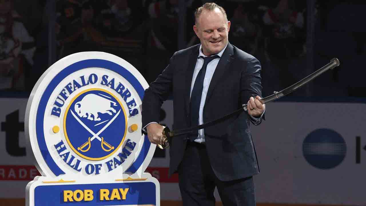 Feared NHL enforcer Rob Ray shows his emotional side in being inducted into Sabres hall of fame