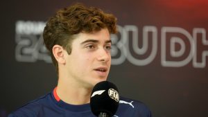 Franco Colapinto of Argentina attends a news conference ahead of the Formula One Abu Dhabi Grand Prix, at the Yas Marina Circuit in Abu Dhabi, UAE, Thursday, Dec. 5, 2024. (Darko Bandic/AP)