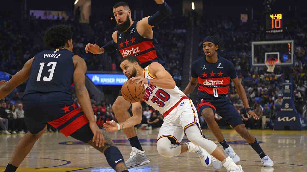 Curry scores 26 before leaving with ankle injury as Warriors beat Wizards