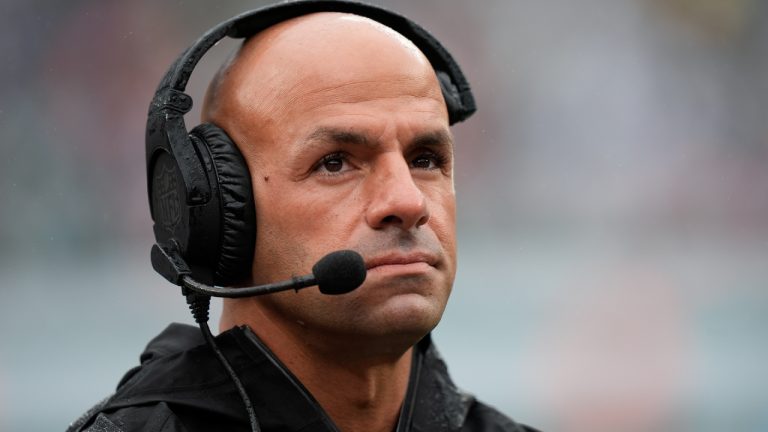 New York Jets head coach Robert Saleh, watches play from the sidelines during the third quarter of an NFL football game against the Denver Broncos, Sunday, Sept. 29, 2024, in East Rutherford, N.J. (Bryan Woolston/AP)