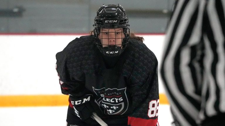 Bishop Kearney Selects Under-19 girls team winger Nela Lopusanova (88) plays in a Labor Day Weekend hockey tournament in Pittsburgh Friday, Sept. 1, 2023. (Gene J. Puskar/AP Photo)