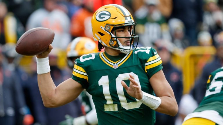 Green Bay Packers quarterback Jordan Love (10) passes against the Chicago Bears during the first half of an NFL football game, Sunday, Jan. 5, 2025, in Green Bay, Wis. (Mike Roemer/AP)