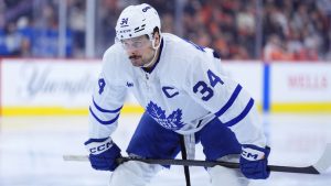 Toronto Maple Leafs' Auston Matthews plays during an NHL hockey game, Tuesday, Jan. 7, 2025, in Philadelphia. (Matt Slocum/AP)