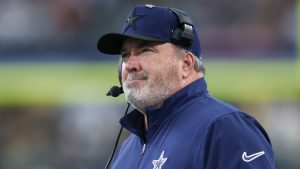 Dallas Cowboys head coach Mike McCarthy looks on during the second half of an NFL football game against the Washington Commanders, Sunday, Jan. 5, 2025, in Arlington, Texas. (Gareth Patterson/AP)