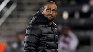 Colorado Rapids head coach Robin Fraser looks on during the second half of an MLS soccer match against the Portland Timbers. (Jack Dempsey/AP)