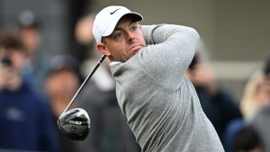 Rory McIlroy, of Northern Ireland, tees off on the 10th hole at Spyglass Hill Golf Course during the first round of the AT&T Pebble Beach Pro-Am golf tournament, Thursday, Jan. 30, 2025, in Pebble Beach, Calif. (Nic Coury/AP)