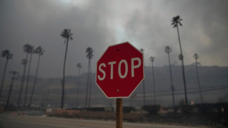 The Palisades Fire ravages a neighborhood amid high winds in the Pacific Palisades neighborhood of Los Angeles, Wednesday, Jan. 8, 2025. (Damian Dovarganes/AP)