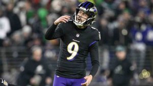 Baltimore Ravens kicker Justin Tucker watches his kick during the second half of an NFL football game against the Philadelphia Eagles, Dec. 1, 2024, in Baltimore. (Nick Wass/AP)