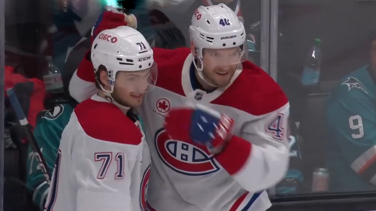 Canadiens’ Armia and Evans team up for shorthanded goal vs. Sharks