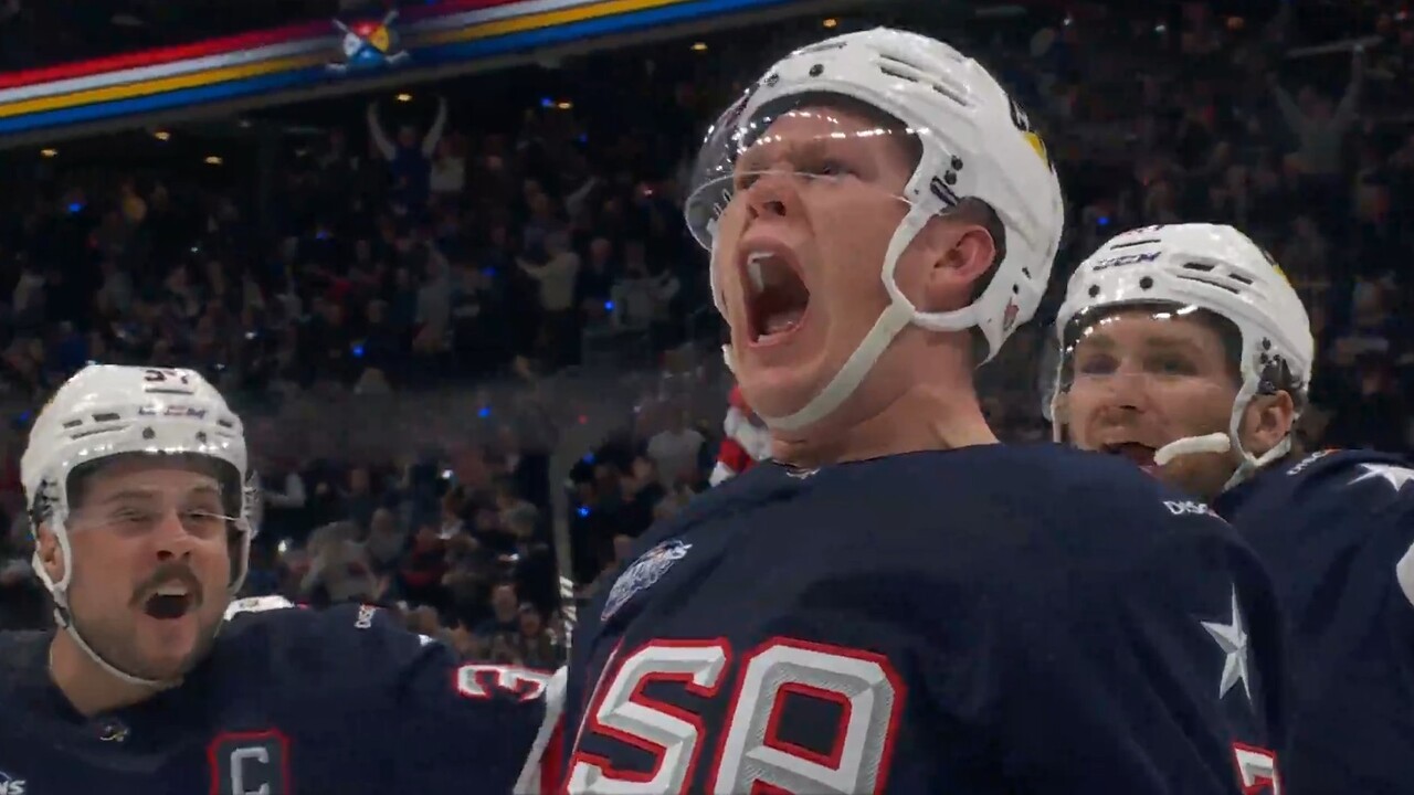 Brady Tkachuk scores off Matthews’ dump-in to get USA on scoreboard