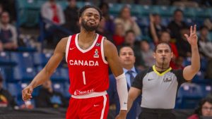 Canada guard Aaron Best reacts to missing a shot against Mexico during FIBA Men's AmeriCup 2025 Qualifiers in Saskatoon, Sask., Sunday, Nov. 24, 2024. Canada defeated Mexico 83-73. THE CANADIAN PRESS/Liam Richards