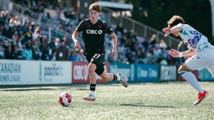 Grady McDonnell became the youngest signing in CPL history when he joined Vancouver in January 2024, at the age of 15 years, 10 months and 25 days. (Beau Chevalier/Vancouver FC)