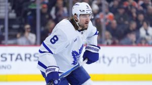 Toronto Maple Leafs' Chris Tanev plays during an NHL hockey game, Tuesday, Jan. 7, 2025, in Philadelphia. (Matt Slocum/AP)