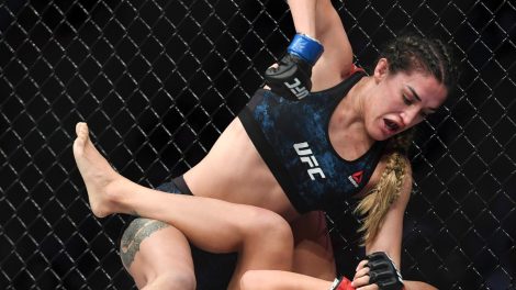 Tatiana-Suarez-winds-up-to-hit-Carla-Esparza-during-a-strawweight-mixed-martial-arts-bout-at-UFC-228