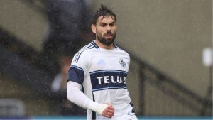 Vancouver Whitecaps forward Brian White (24) plays during an MLS soccer game against the Portland Timbers Sunday, Feb. 23, 2025, in Portland, Ore. (Amanda Loman/AP)