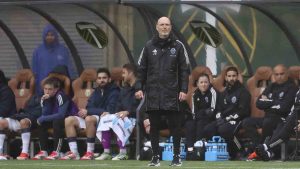 Vancouver Whitecaps head coach Jesper Sorensen looks on during the second half of an MLS soccer game against the Portland Timbers Sunday, Feb. 23, 2025, in Portland, Ore. THE CANADIAN PRESS/AP-Amanda Loman