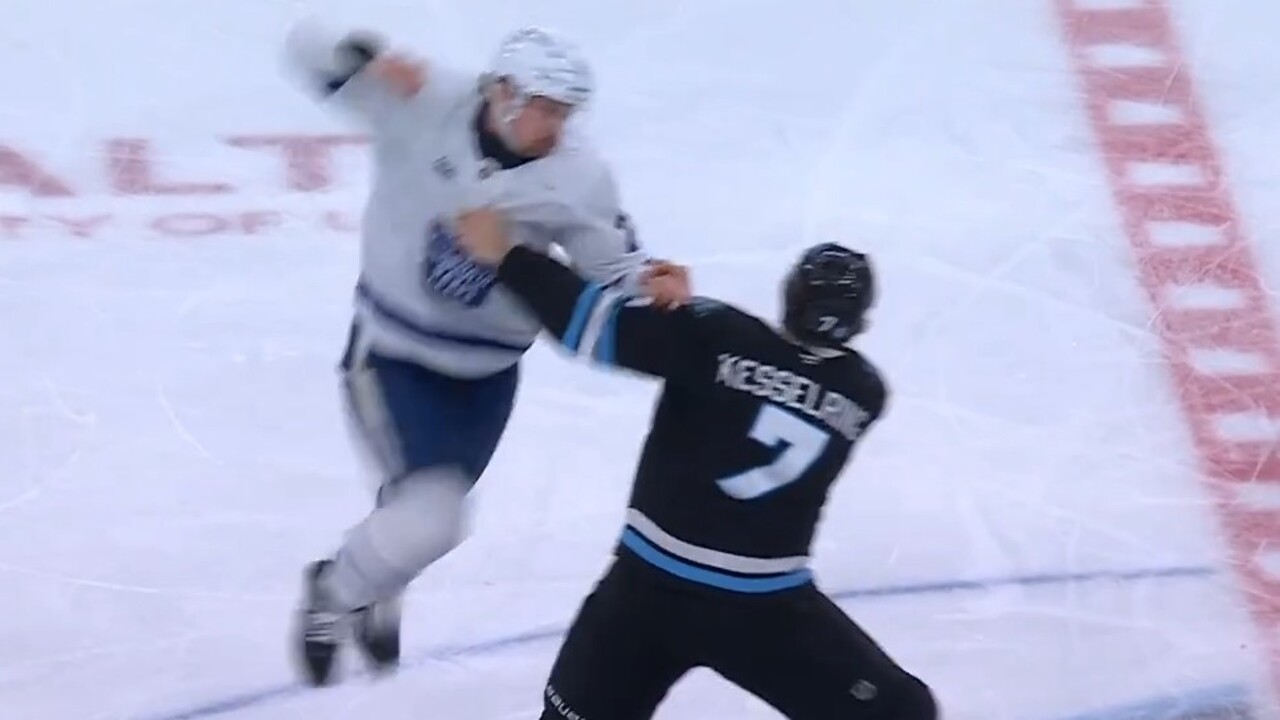 Maple Leafs’ Benoit goes airborne in wild scrap with Kesselring