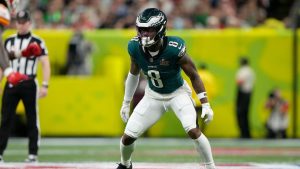 Philadelphia Eagles safety C.J. Gardner-Johnson (8) in action against the Kansas City Chiefs during the first half of the NFL Super Bowl 59 football game, Sunday, Feb. 9, 2025, in New Orleans. (Doug Benc/AP)