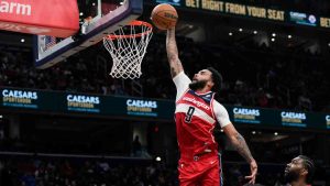 Washington Wizards forward Justin Champagnie dunks against the Chicago Bulls during the second half of an NBA basketball game, Wednesday, Jan. 1, 2025, in Washington. (AP Photo/Jess Rapfogel)Washington Wizards forward Justin Champagnie dunks against the Chicago Bulls during the second half of an NBA basketball game, Wednesday, Jan. 1, 2025, in Washington. (Jess Rapfogel/AP)