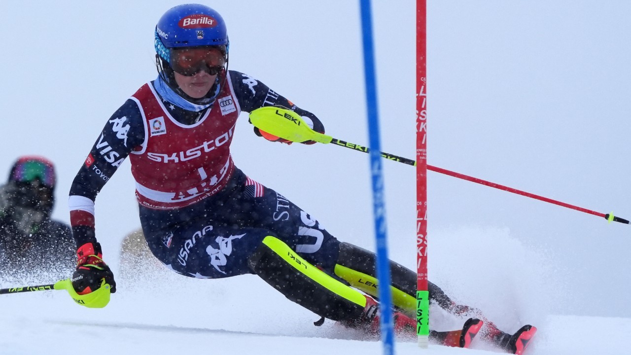 Shiffrin sets World Cup podiums record with third place in slalom won ...